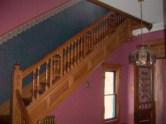 One of two stairways in 723 Park Ave, a historic home in South Bend's Chapin Park neighborhood