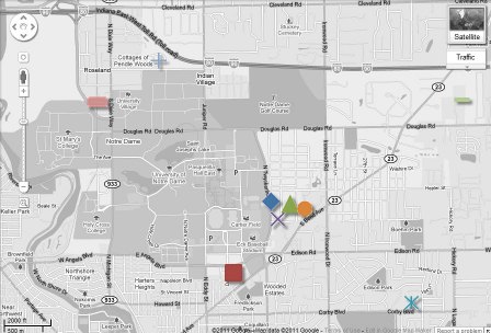 Map of Notre Dame Condo/Townhouse Communities